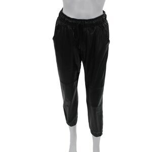 David Lerner Womens Cropped Jogger Pants Black Drawstring Size Extra Small
